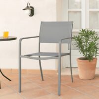 Sedia da Giardino da Esterno WENDY in Ferro e Textilene, Colore Sabbia, 54x55x86 cm, per Terrazzo Balcone e Patio - immagine 2