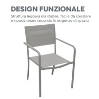 Sedia da Giardino da Esterno WENDY in Ferro e Textilene, Colore Sabbia, 54x55x86 cm, per Terrazzo Balcone e Patio - immagine 7