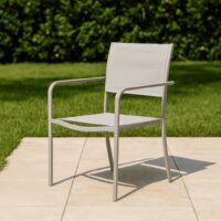 Sedia da Giardino da Esterno WENDY in Ferro e Textilene, Colore Sabbia, 54x55x86 cm, per Terrazzo Balcone e Patio - immagine 3