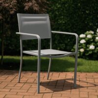 Sedia da Giardino da Esterno WENDY in Ferro e Textilene, Colore Sabbia, 54x55x86 cm, per Terrazzo Balcone e Patio - immagine 4