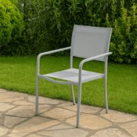 Sedia da Giardino da Esterno WENDY in Ferro e Textilene, Colore Sabbia, 54x55x86 cm, per Terrazzo Balcone e Patio - immagine 5