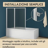 Garofalo – Box Vasca Pieghevole 3 Ante 133-134 cm – Parete Sopravasca per Vasca da Bagno  – Antigoccia, Salvaspazio e Facile da Installare - immagine 2