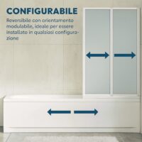 Garofalo – Box Vasca Pieghevole 3 Ante 133-134 cm – Parete Sopravasca per Vasca da Bagno  – Antigoccia, Salvaspazio e Facile da Installare - immagine 5