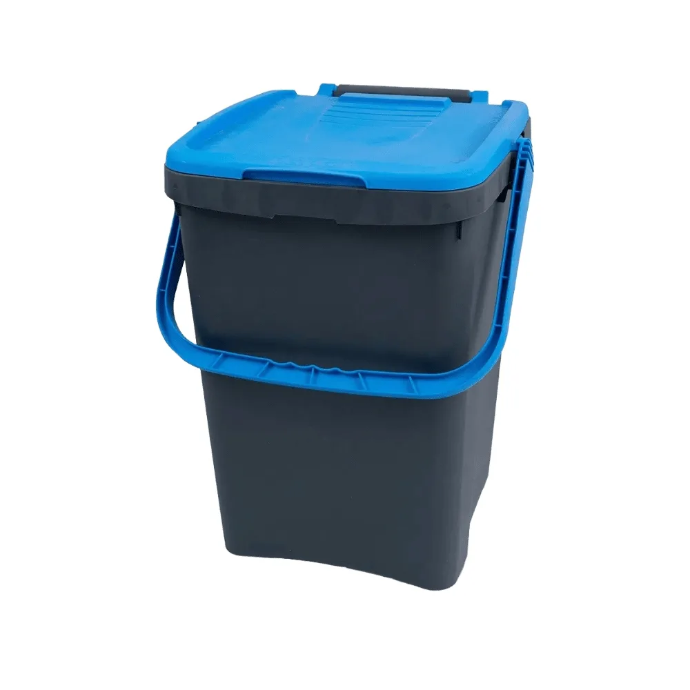 Pattumiera Raccolta Differenziata 50L Ecoplast Blu – Bidone in Plastica Riciclata, 43x41x54,4 cm, Robusto e Made in Italy - immagine 1