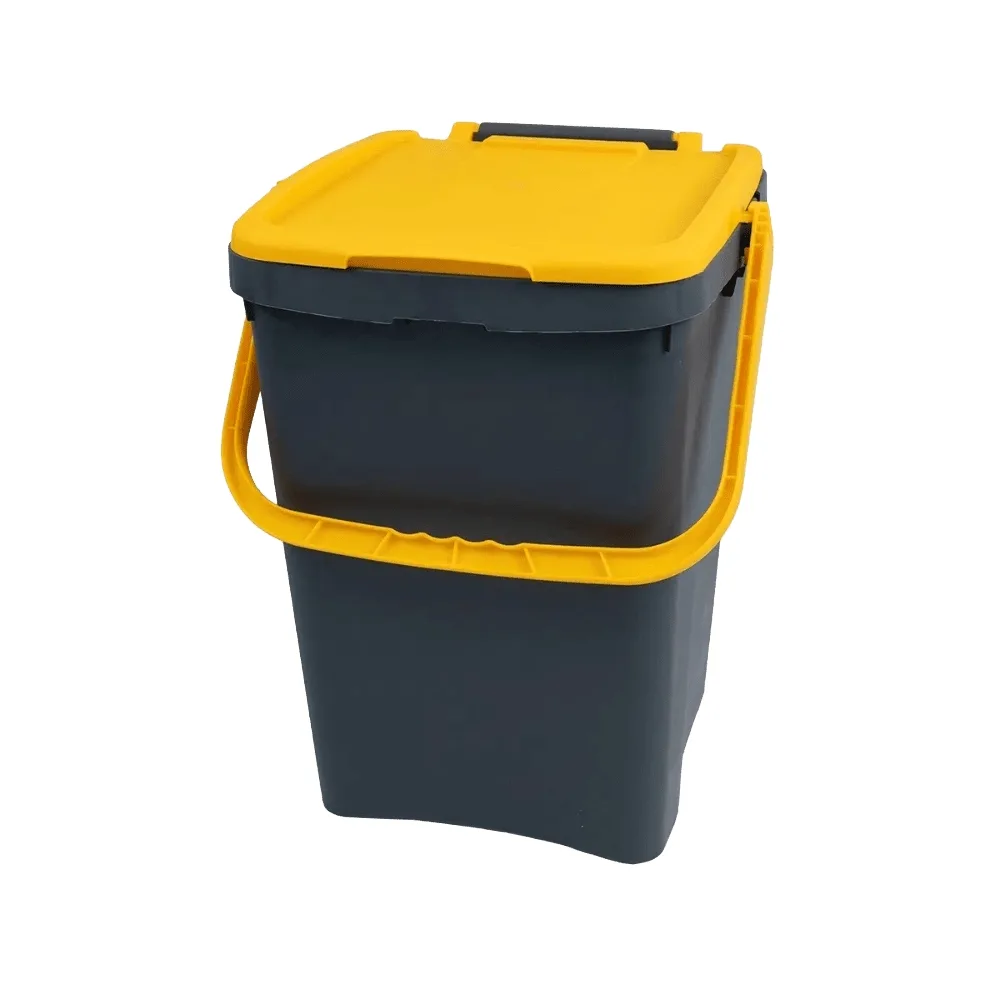 Ecoplast Bidone Raccolta Differenziata 50L Giallo – Pattumiera in Plastica Riciclata, 43x41x54, Made in Italy - immagine 1