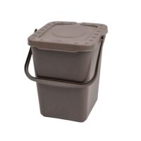 Pattumiera raccolta differenziata Ecoplast 10L marrone in plastica riciclata con apertura a libro, ideale per l’organico.