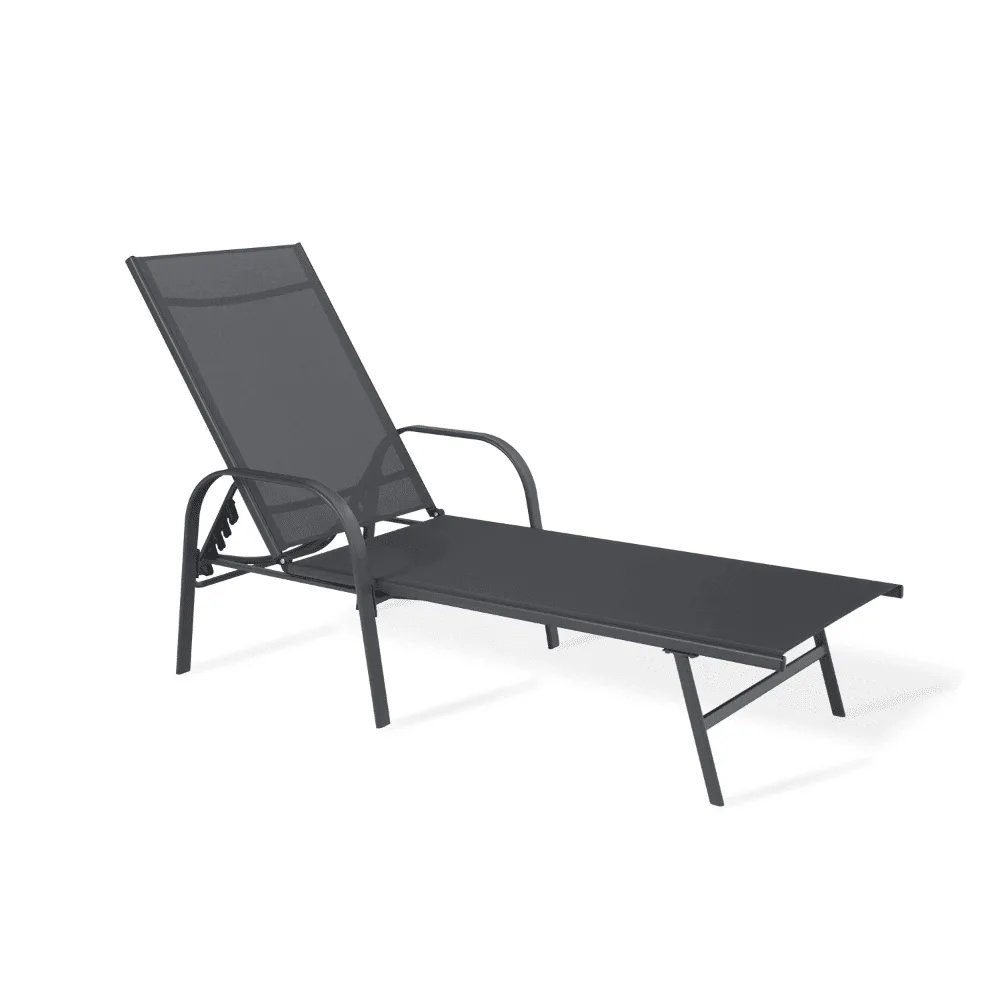 21134-jpg.webp Lettino Prendisole MAY 195x69 cm in Ferro Taupe Antiruggine – Lettino da Giardino con Telo in Textilene Taupe, Ideale per Piscina, Terrazzo e Spiaggia, Colore: Antracite - immagine 1