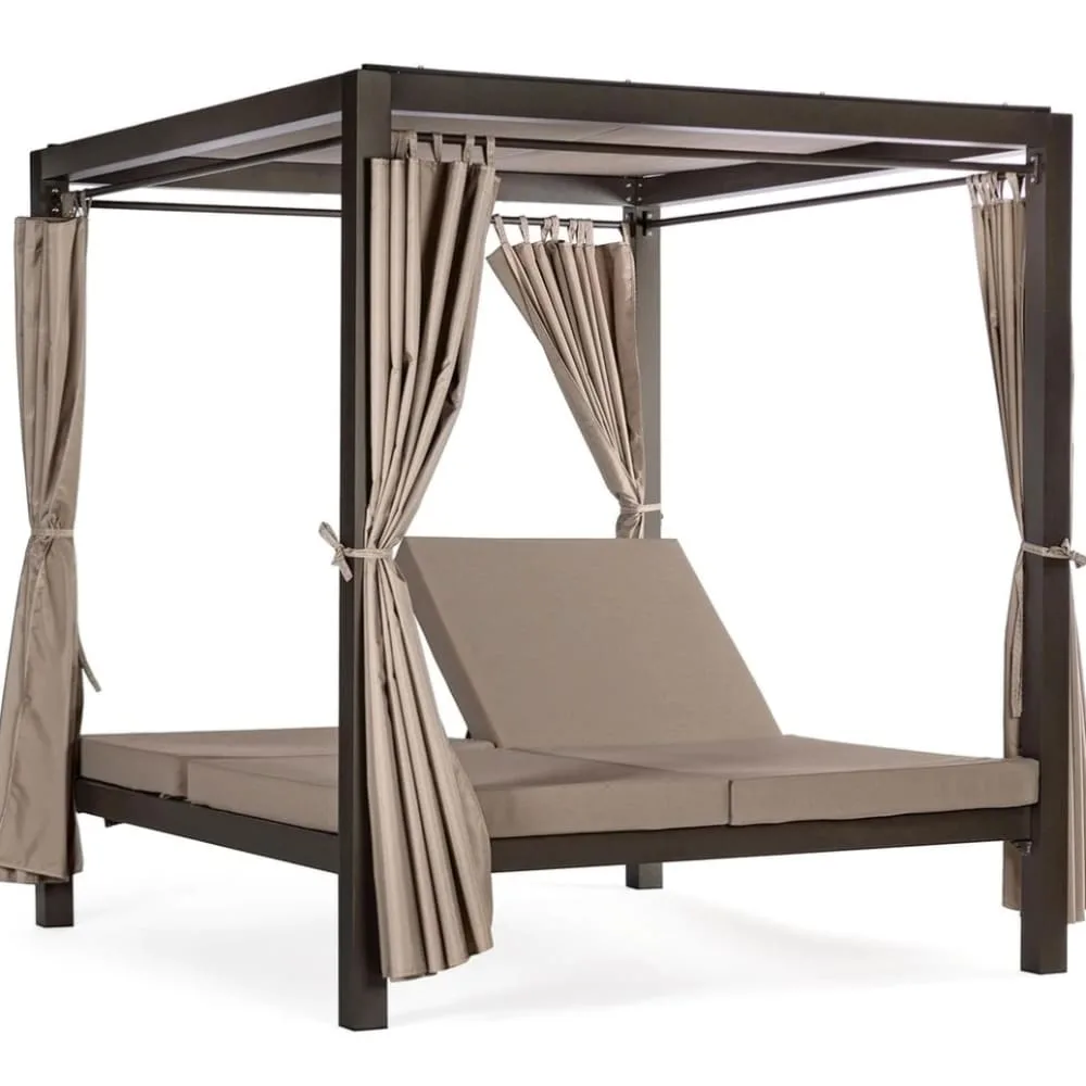 21135-jpg.webp Daybed con Gazebo da Giardino in Alluminio Antracite, 200x160x 200cm, Letto Prendisole con Cuscini Textilene Ecru, Tetto e Tende Poliestere - immagine 1