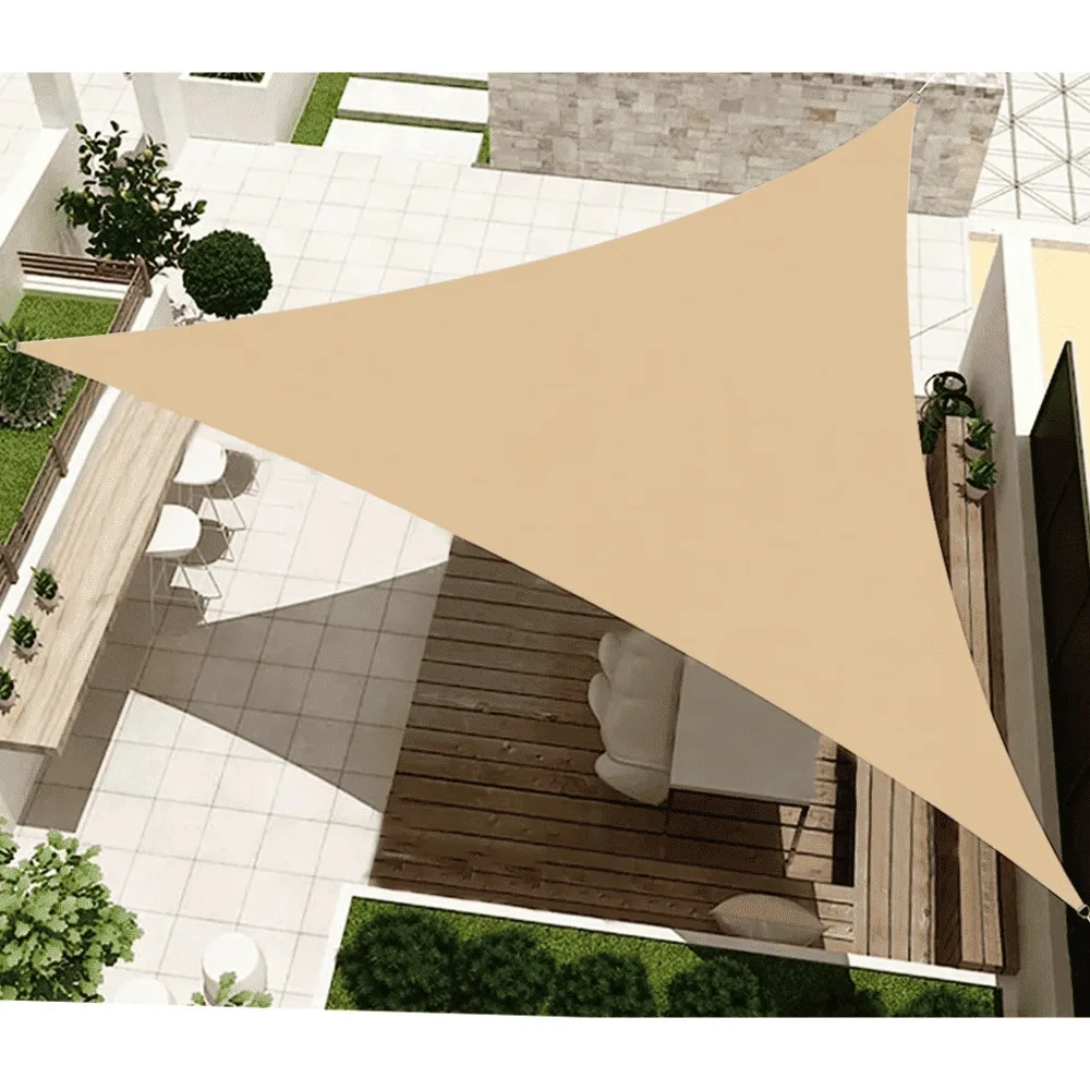 21137-jpg.webp Vela Ombreggiante Triangolare 5x5x5 m, Ecru, Poliestere 180g, Parasole da Giardino con Corda e Connettori per Terrazzo, Balcone e Patio - immagine 1