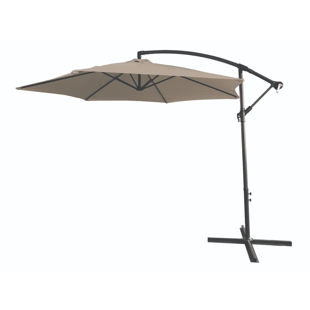 21139-jpg.webp Ombrellone a Braccio Decentrato da Giardino, Diametro 3 m, Palo in Ferro Antracite, Telo in Poliestere 160 g Tortora, Apertura a Manovella, con Airvent - immagine 1