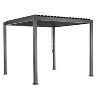 Pergola Bioclimatica 3x4 m in Alluminio, Marrone con Lamelle Orientabili, Grondaia con Scarico Acqua, Stile Moderno, Rettangolare