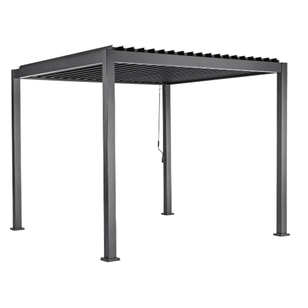 21143-jpg.webp Pergola Bioclimatica 3x4 m in Alluminio, Marrone con Lamelle Orientabili, Grondaia con Scarico Acqua, Stile Moderno, Rettangolare - immagine 1