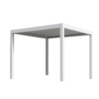 Pergola Bioclimatica 3x4 m Bianca in Alluminio – Struttura da Giardino con Lamelle in Ferro Orientabili, Grondaia con Scarico dell’Acqua e Viti in Acciaio Inox per Terrazzo e Patio