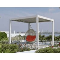 Pergola Bioclimatica 3x4 m Bianca in Alluminio – Struttura da Giardino con Lamelle in Ferro Orientabili, Grondaia con Scarico dell’Acqua e Viti in Acciaio Inox per Terrazzo e Patio - immagine 2