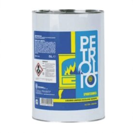 Tanica da 5 litri di Petrolio Bianco Lampante, sgrassatore e smacchiatore tecnico per catene moto, carburatori e pulizie meccaniche.