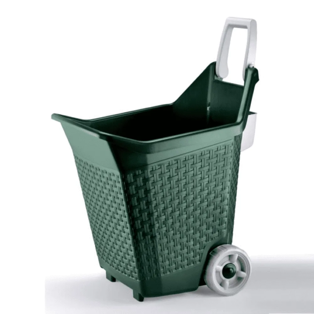 Carrello da giardino Bama KART 76 litri in plastica resistente verde muschio con ruote per trasporto terriccio, foglie e attrezzi.