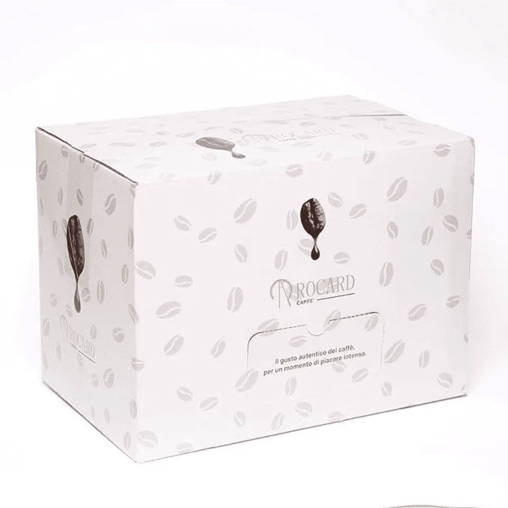Caffè Rocard Compatibili Caffitaly – Miscela Classica Intensa e Cremosa Confezione di Caffè Rocard compatibili Caffitaly, miscela classica dal gusto intenso e cremoso, con tazzina di espresso in primo piano.