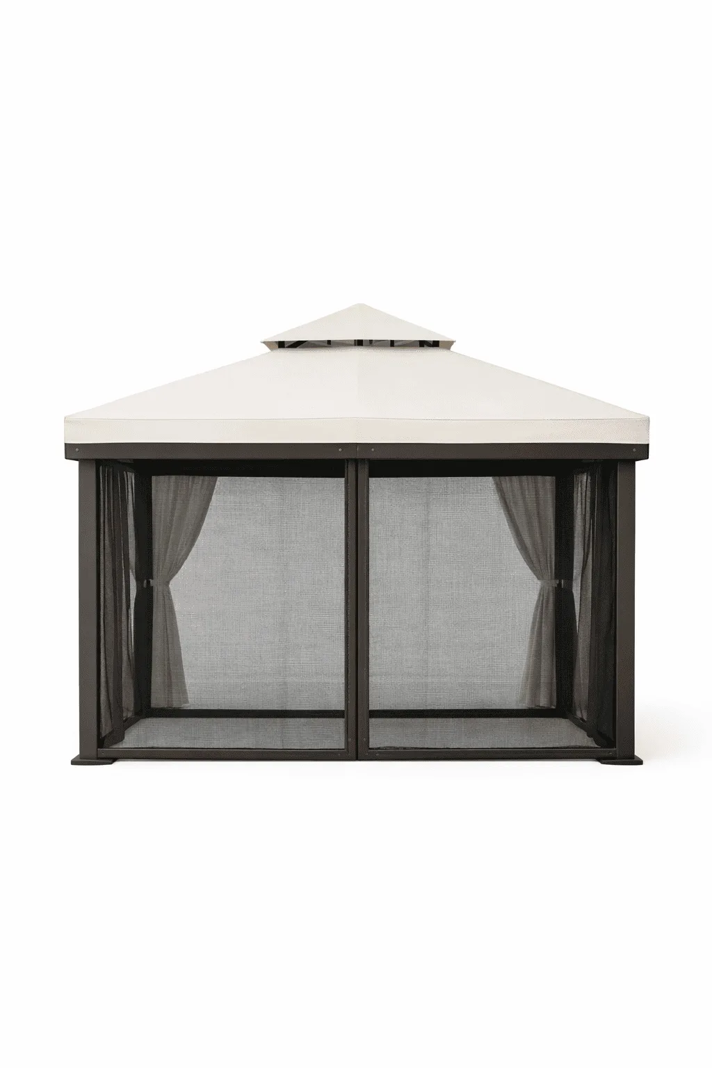 Gazebo da Giardino 3x3 m in Alluminio, Marrone con Teli Ecru, Doppio Airvent, 4 Teli Laterali, Impermeabile, Moderno - immagine 4