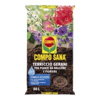 Sacco COMPO SANA Terriccio Gerani 50 L, terriccio professionale per gerani e piante da balcone.
