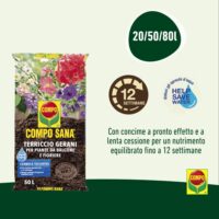 Compo Sana –  Terriccio Gerani 50 L – Terriccio di Qualità per Gerani e Piante da Balcone in Cassetta e Fioriera - immagine 2
