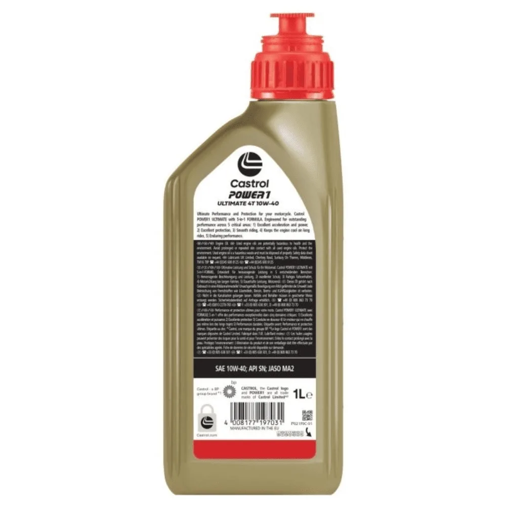 Castrol Power 1 Ultimate 4T – Olio Motore Moto 4 Tempi Sintetico, Massime Prestazioni con Formula 5 in 1 e Protezione Avanzata - immagine 2