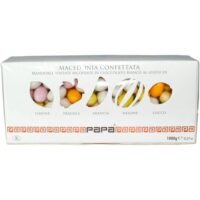 Sacchetto da 1 Kg di Confetti Papa DolceAmaro Macedonia 5 Gusti, confetti colorati alla mandorla con cioccolato alla frutta senza glutine.
