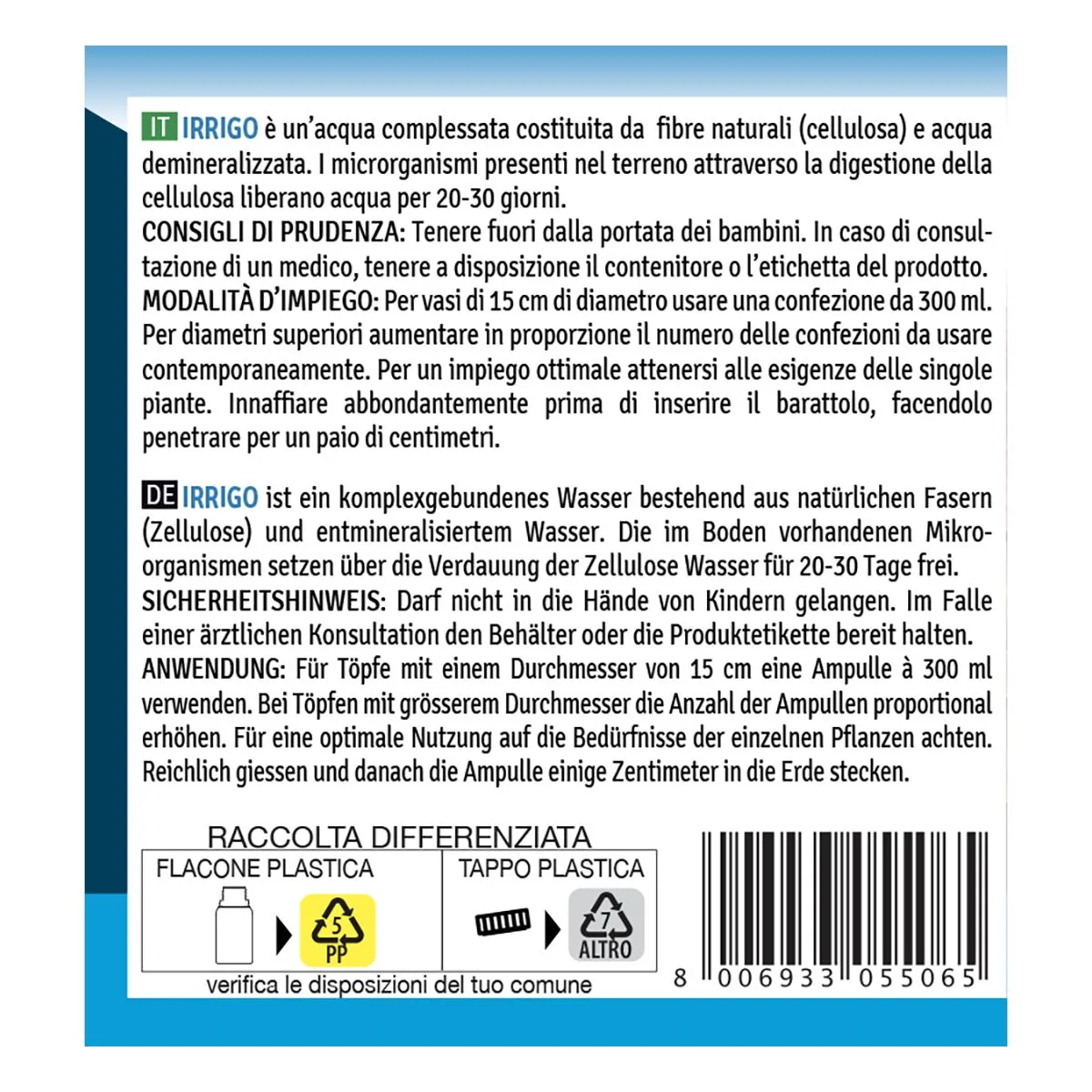 Fito – IRRI-GO’ Classico 300 ml – Acqua Complessata per Irrigazione Automatica Fino a 30 Giorni - immagine 2