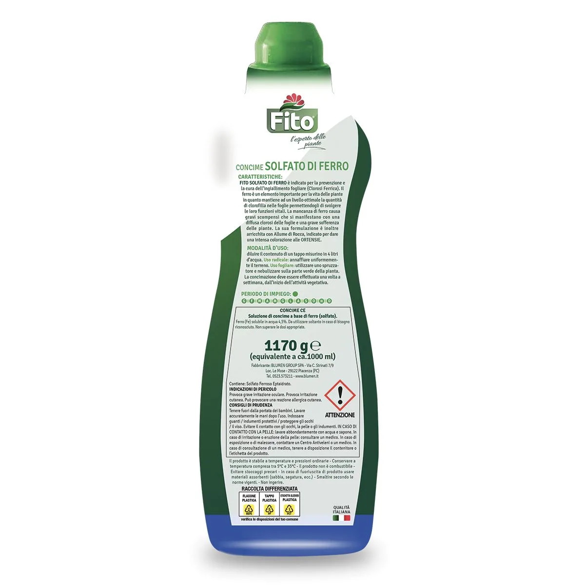 Fito – Solfato di Ferro Plus – Concime Liquido Rinverdente a Base di Ferro per Clorosi Ferrica e Piante Ingiallite – 1000 ML - immagine 2