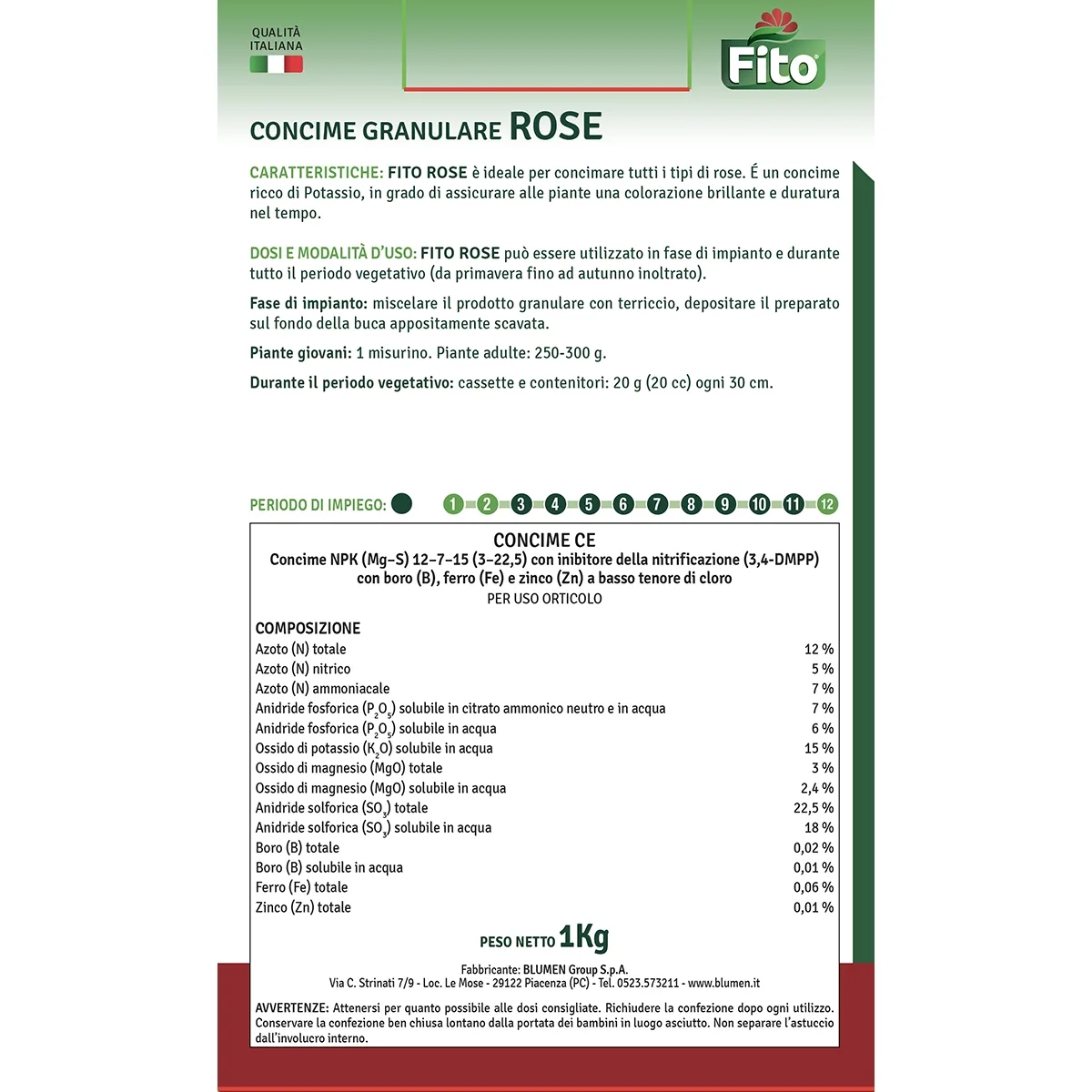 Fito – Concime Granulare Rose 1 Kg – Nutrimento Completo per Fioriture Abbondanti e Colori Intensi - immagine 2