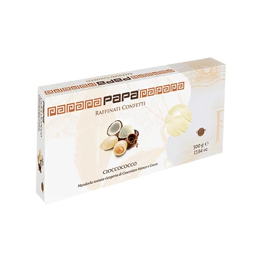 21416-jpg.webp Confetti Papa – Cocco 500 g – Confetti Bianchi Cioccolato e Mandorla con Vera Frutta, Senza Glutine, Vegetariani e Certificati Kosher - immagine 1