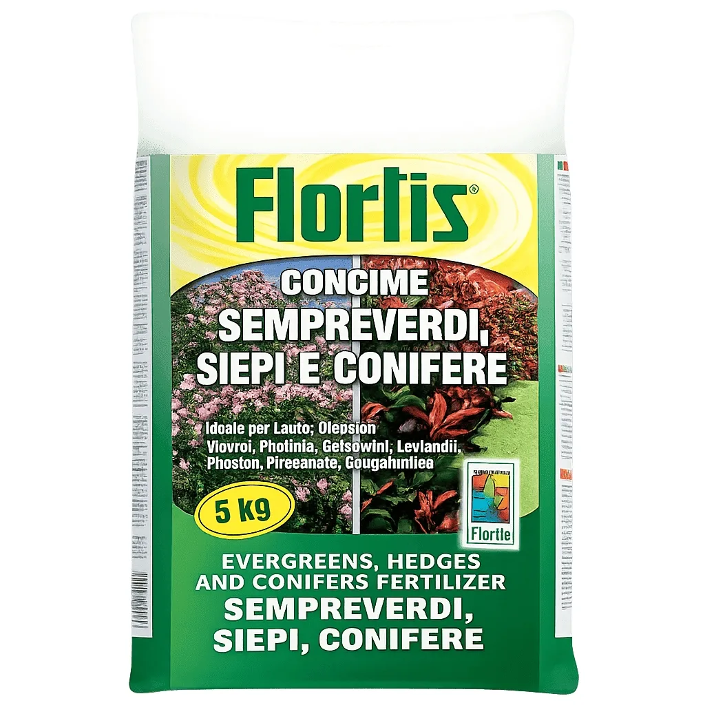 Flortis - Concime Granulare Flortis 5 kg – Specifico per Sempreverdi e Siepi, Protezione e Nutrimento per Piante da Giardino - immagine 1