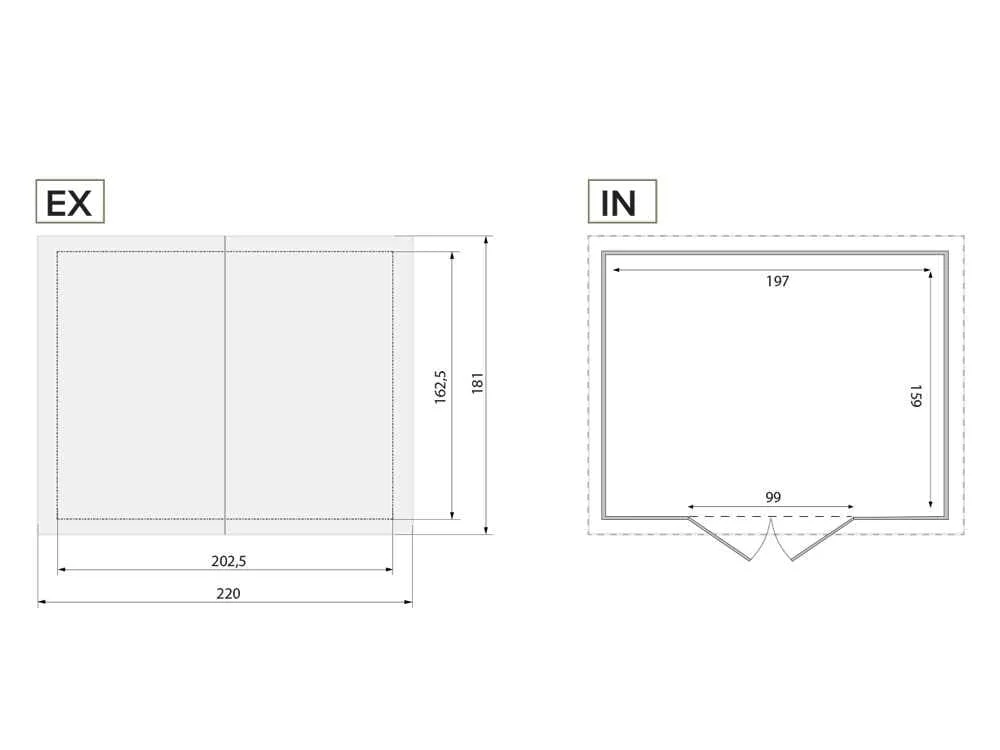 Garofalo Tuscany Evo 200 Casetta da Giardino in Legno 202,5x162,5x216 cm con Finestre e Porta a Doppia Anta - immagine 10
