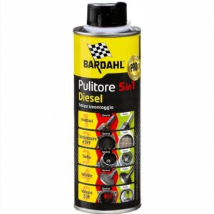 Flacone di additivo Bardahl Pulitore Diesel 5 in 1 da 500ml per la pulizia intensiva del sistema di alimentazione e scarico.