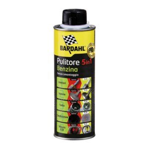 Flacone di additivo Bardahl Pulitore 5 in 1 Benzina da 500ml per la pulizia completa del sistema di alimentazione.