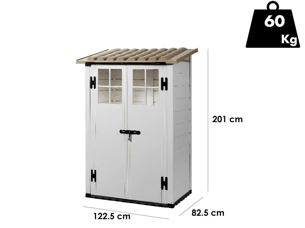 Garofalo – Tuscany Evo 100 Casetta da Giardino in Legno 122,5x82,5x201 cm con Finestre e Porta a Doppia Anta - immagine 3