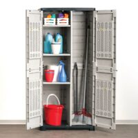 Bama Armadio Portascope Riponi in Resina ad Alta Densità 76x46x168 cm Sabbia/Grafite - immagine 3