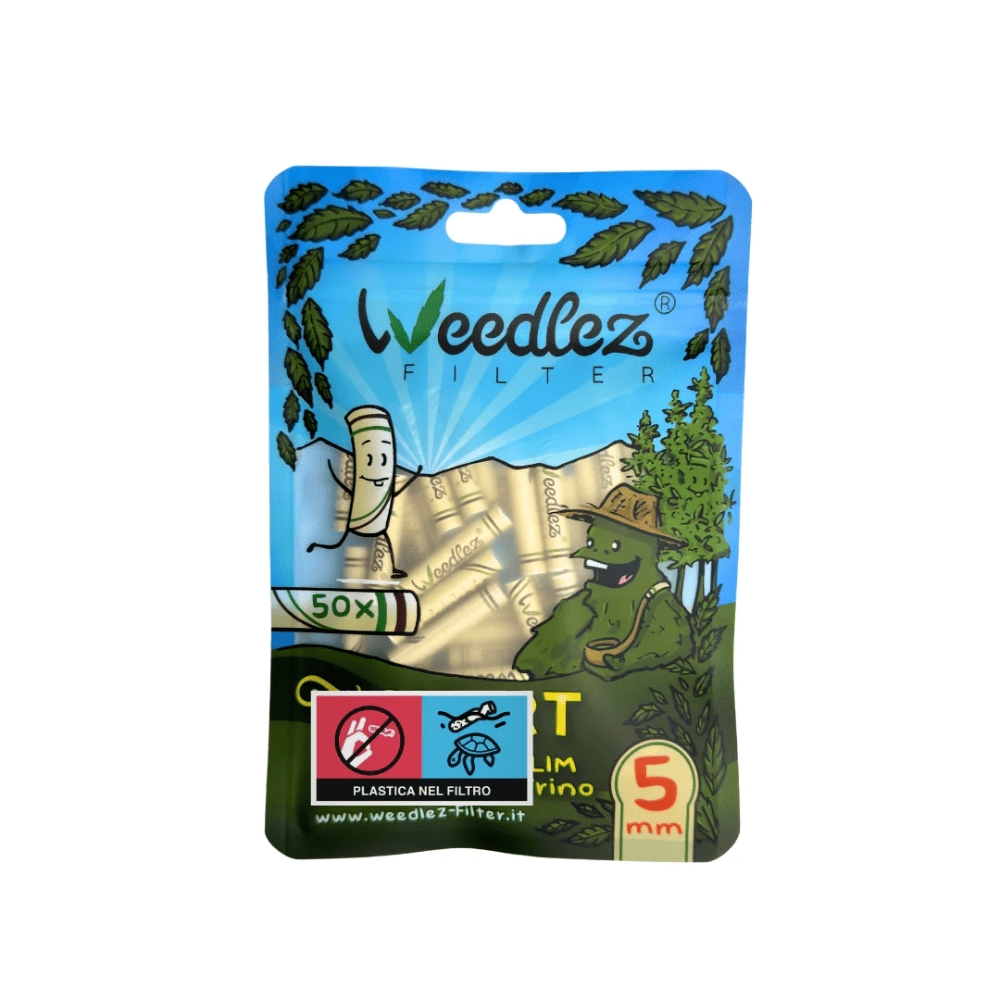 Weedlez  – Filtri ai Carboni Attivi Phil Trino 5mm Slim – SmartFilter 50 pz –  In Ceramica e Cocco Vegan – Made in Italy Anti-Intasamento