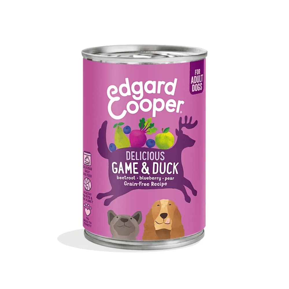 edgard-cooper-umido-cani-selvaggina-anatra-6x400g.jpg Multipack 6 lattine Edgard & Cooper Grain Free alla selvaggina e anatra fresca con mela e barbabietola.