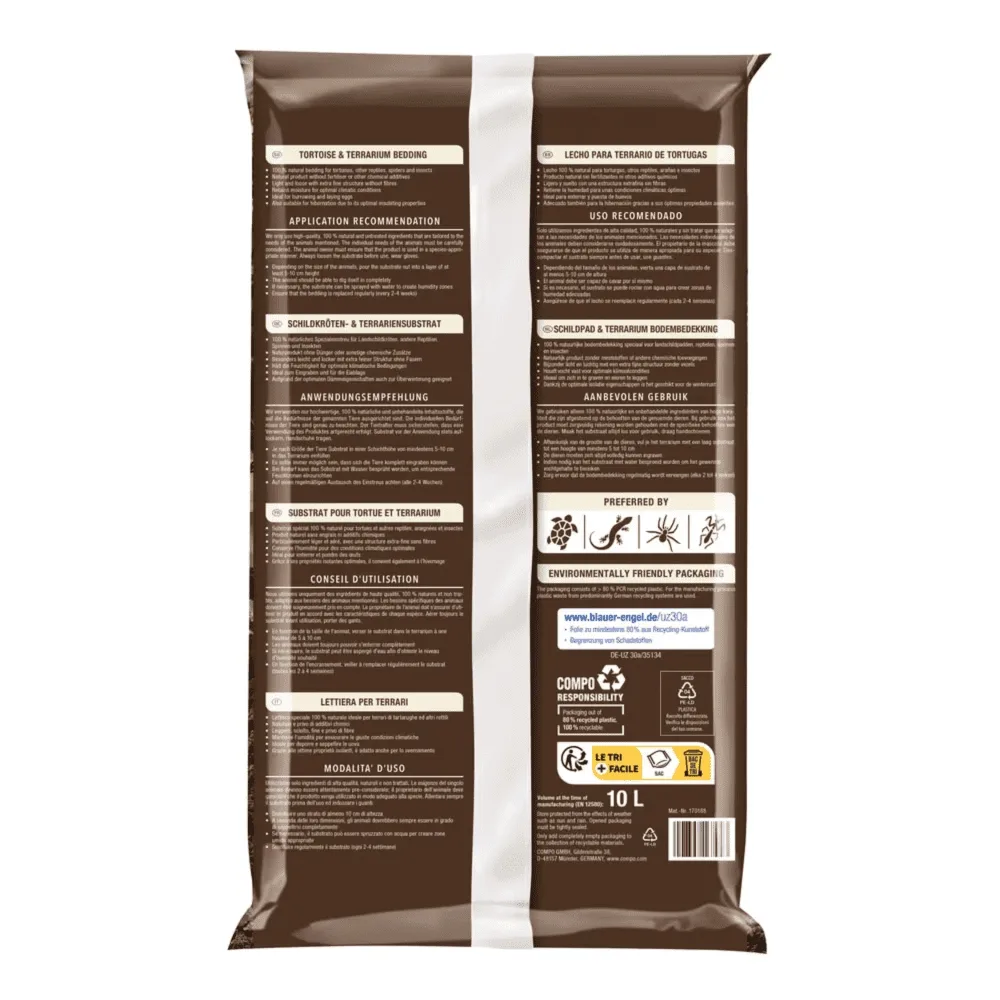 Compo –  ZOO Lettiera Naturale per Tartarughe e Rettili 10L – Substrato per Terrari Assorbi-Odore e Anti-Muffa - immagine 2