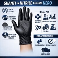 Guanti in Nitrile Neri Taglia M – Monouso, Senza Lattice, Alta Resistenza - immagine 4