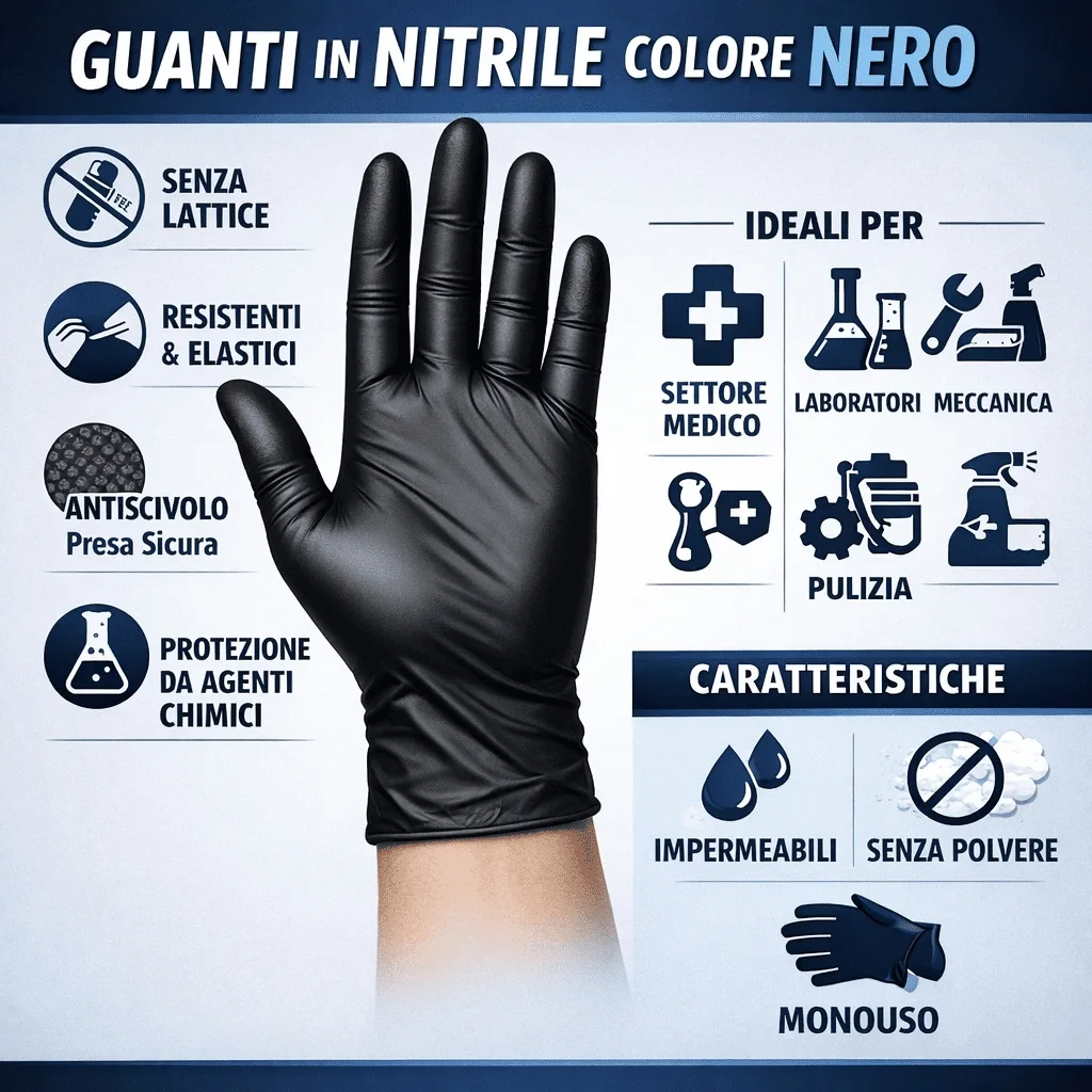 Guanti in Nitrile Neri Taglia S – Monouso, Senza Lattice, Alta Resistenza - immagine 3