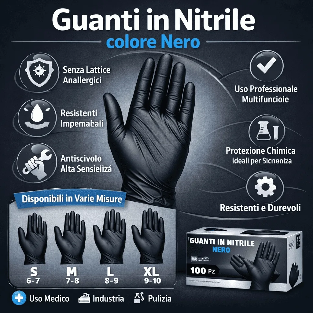 Guanti in Nitrile Neri Taglia S – Monouso, Senza Lattice, Alta Resistenza - immagine 4