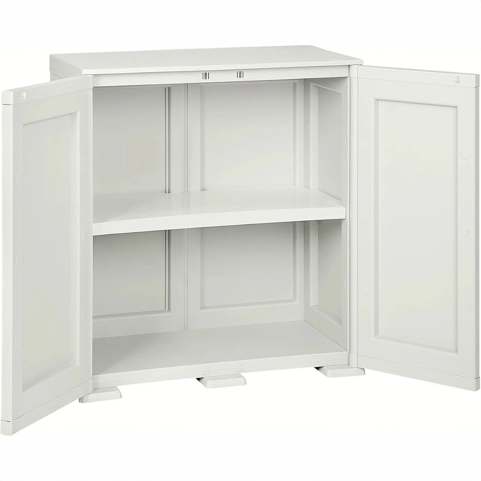 Tontarelli Simplex con Ripiano – Mobile Contenitore Salvaspazio in Plastica, Panna 79x43x85,5 cm - immagine 2