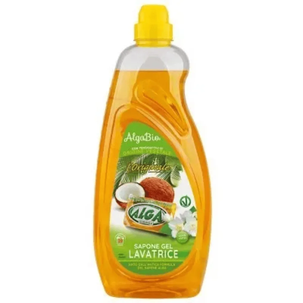 sapone-alga-gel-ecologico-1950ml-formato-convenienza.jpg Grande flacone di Sapone Alga in gel da 1950 ml, detergente naturale concentrato per bucato e superfici dure.