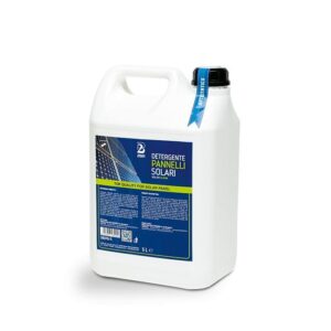Tanica di detergente SB076 specifico per la rimozione di sporco atmosferico e calcare dai pannelli solari.