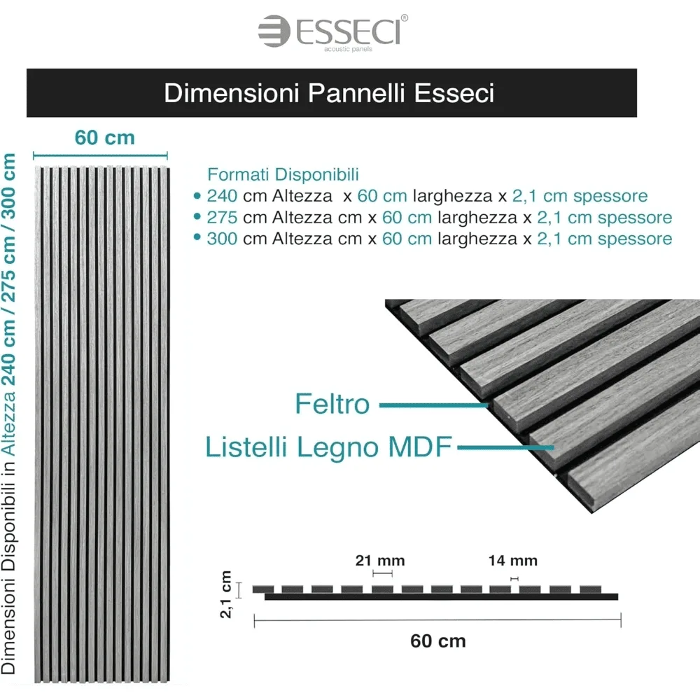 Esseci – Pannelli Acustici in Legno – Fonoassorbenti a Doghe – Diverse Varianti e Finiture di Pregio - immagine 2