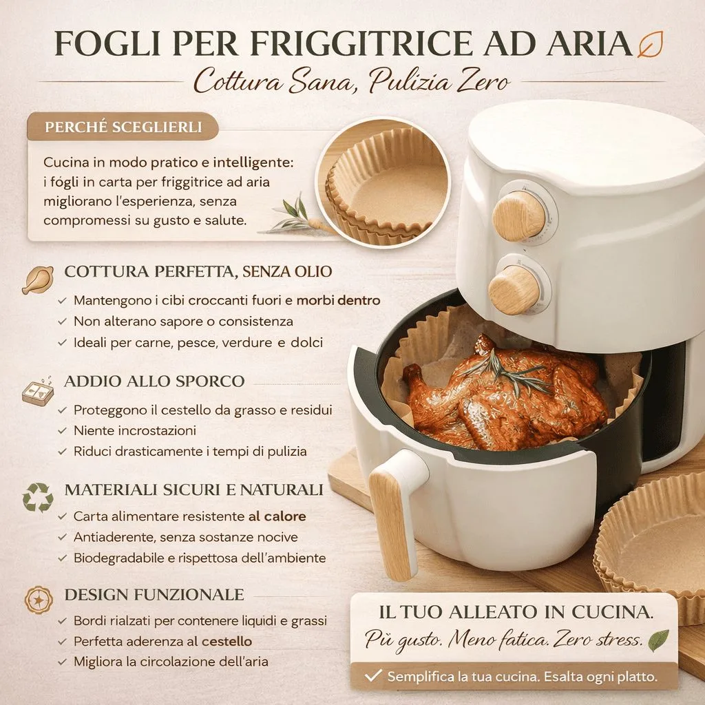 Carta Forno per Friggitrice ad Aria 20x20 cm – Antiaderente e Resistente al Calore - immagine 4
