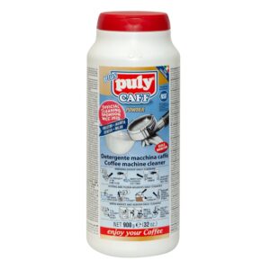 Barattolo di detergente Puly Caff Plus specifico per la rimozione di macchie di caffè e tè da stoviglie in ceramica, porcellana e vetro.