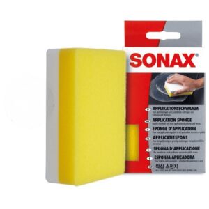 Confezione da 6 spugne gialle Sonax per l'applicazione manuale di prodotti lucidanti e protettivi sulla carrozzeria dell'auto.