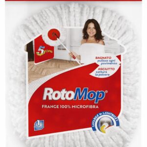 Testa di ricambio per mop Superfive in fibre di cotone ritorto bianco, attacco a vite universale.